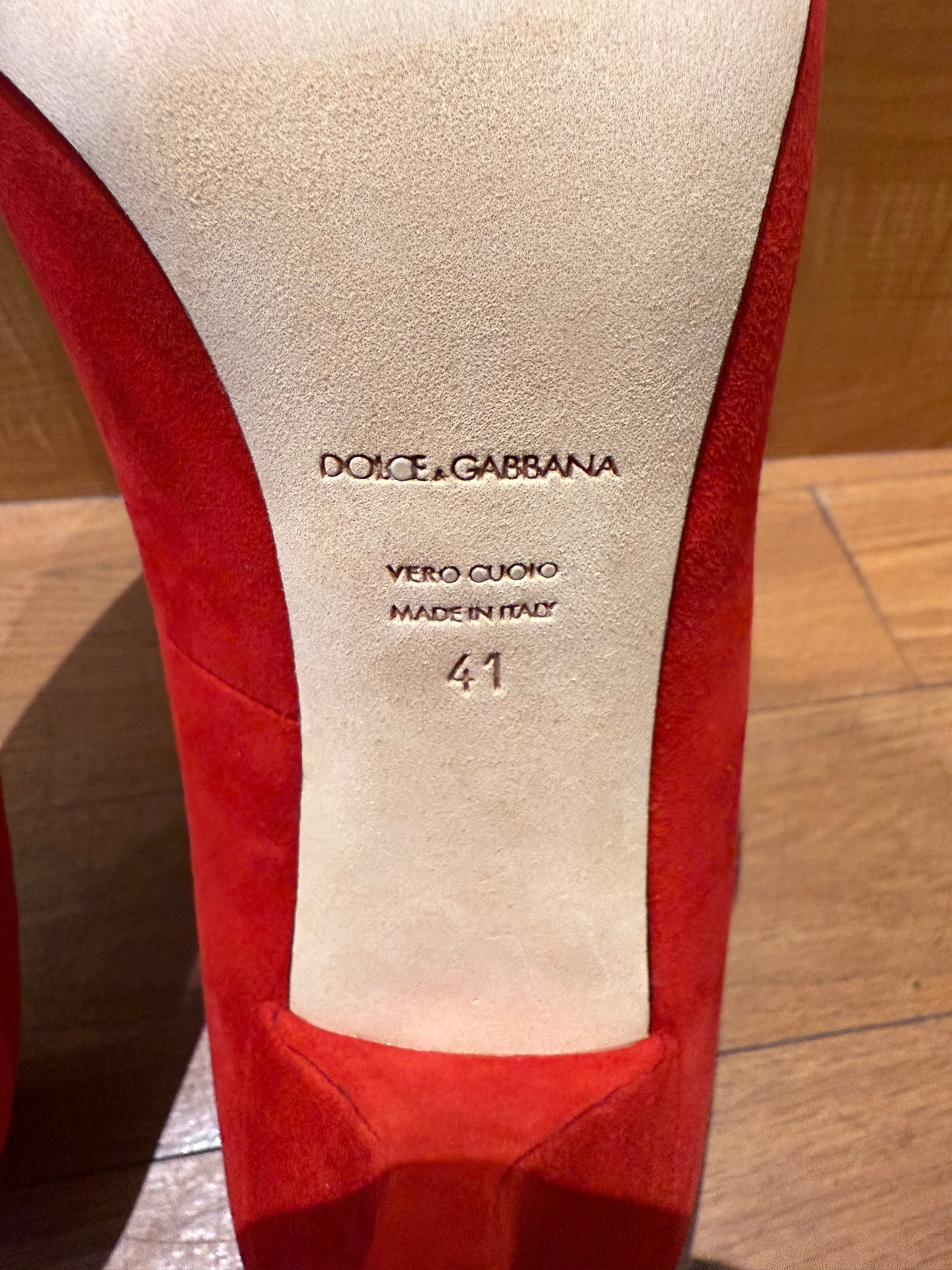 Dolce And Gabbana Red Suede Heels