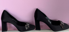 Load image into Gallery viewer, Giorgio Armani Black Satin Pumps
