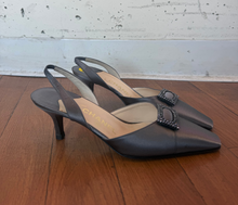 Load image into Gallery viewer, Chanel Satin Crystal Slingback Sandals Size 8.5