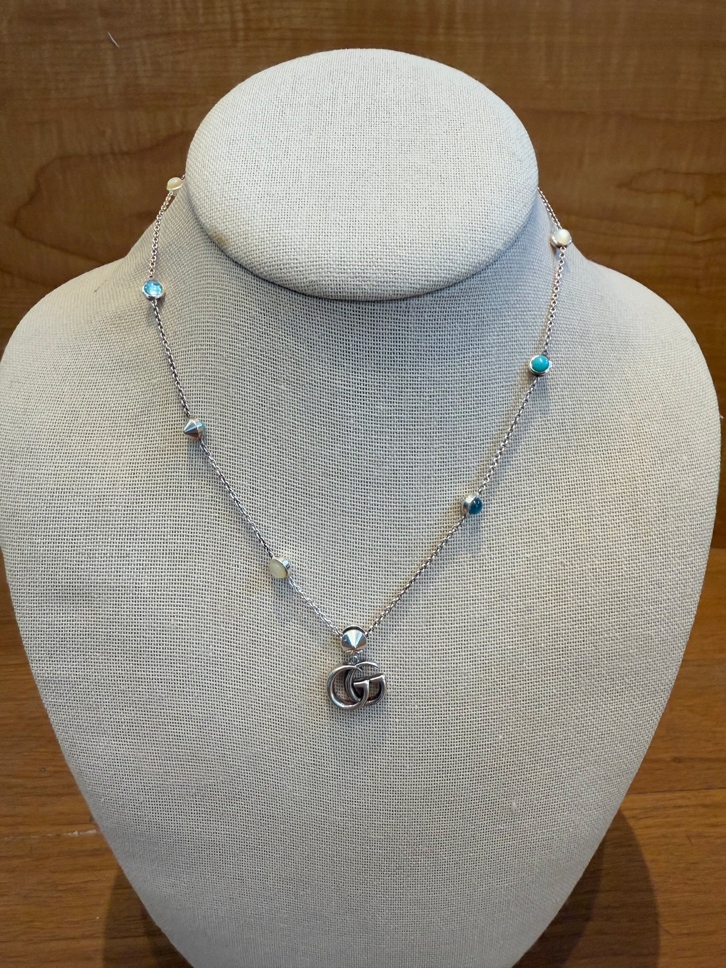 Gucci Double G Mother Of Pearl Necklace