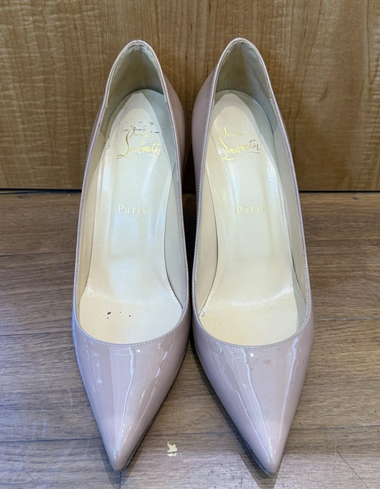Christian Louboutin Nude Patent Leather Heels Size