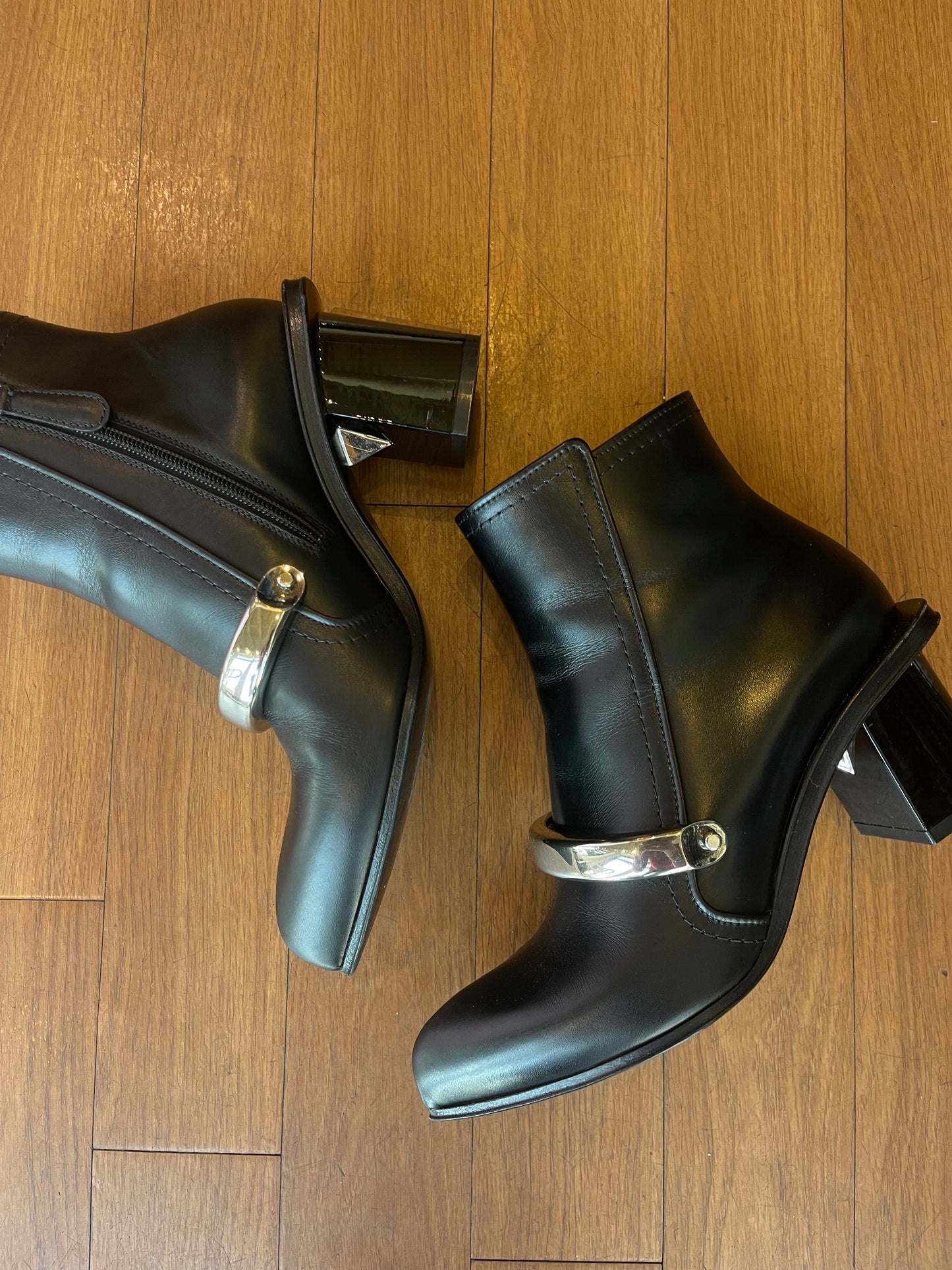 Alexander McQueen Leather Booties with Metal Detail