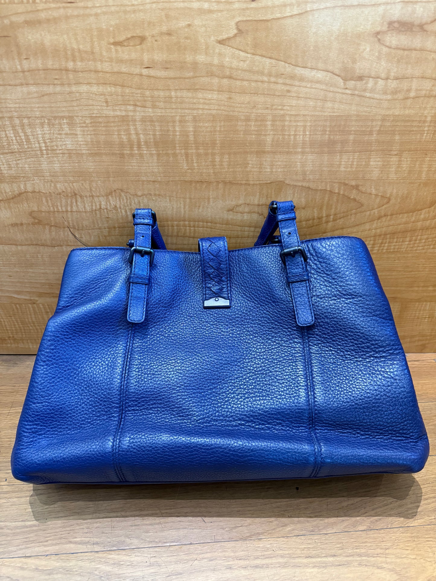 Bottega Veneta Blue Cervo Leather Medium Roma Tote