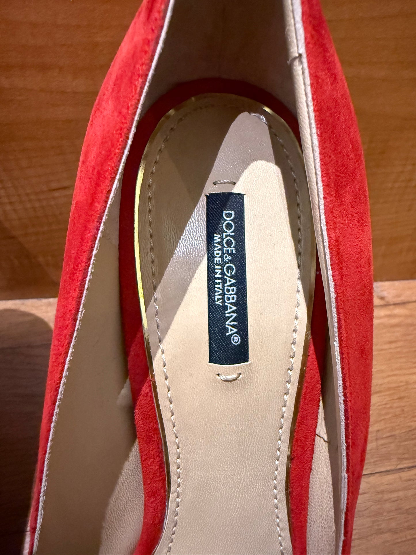 Dolce And Gabbana Red Suede Heels