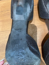 Load image into Gallery viewer, Gucci Black Glitter Peep Toe Platform Pumps
