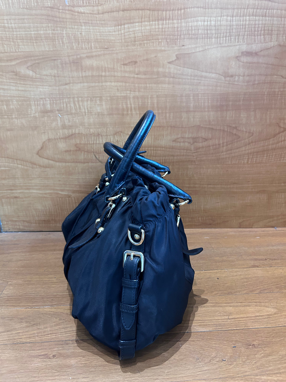 Prada Tessuto Nylon Jacquard Logo Tote Black