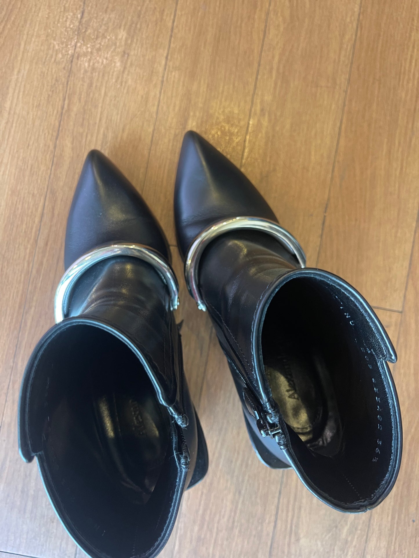 Alexander McQueen Leather Booties with Metal Detail