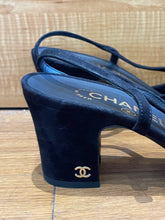 Load image into Gallery viewer, Chanel
Interlocking CC Logo Suede Slingback Pumps
