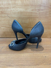 Load image into Gallery viewer, Gucci Black Glitter Peep Toe Platform Pumps
