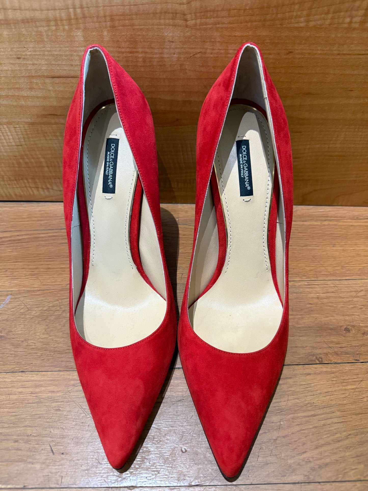 Dolce And Gabbana Red Suede Heels