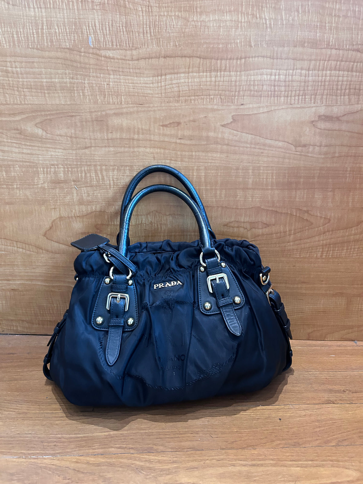 Prada Tessuto Nylon Jacquard Logo Tote Black
