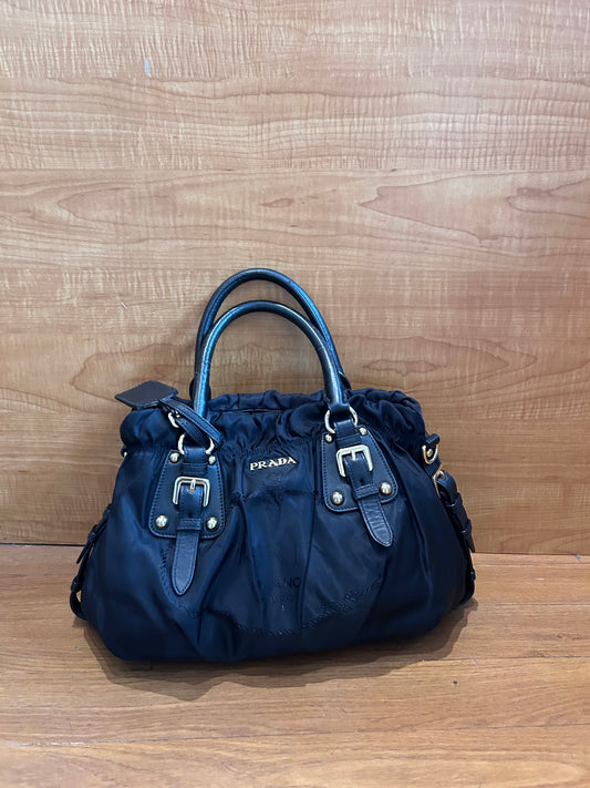 Prada Tessuto Nylon Jacquard Logo Tote Black