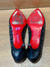 Load image into Gallery viewer, Christian Louboutin Black Patent Leather and Mesh Tititata Pointed Toe Pumps
