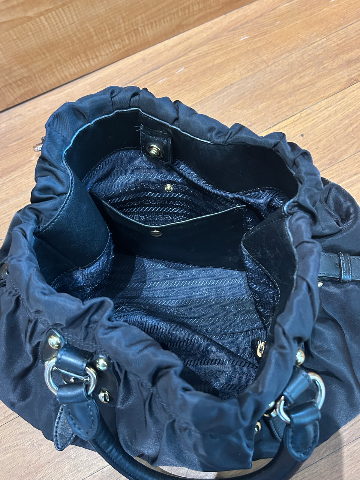 Prada Tessuto Nylon Jacquard Logo Tote Black
