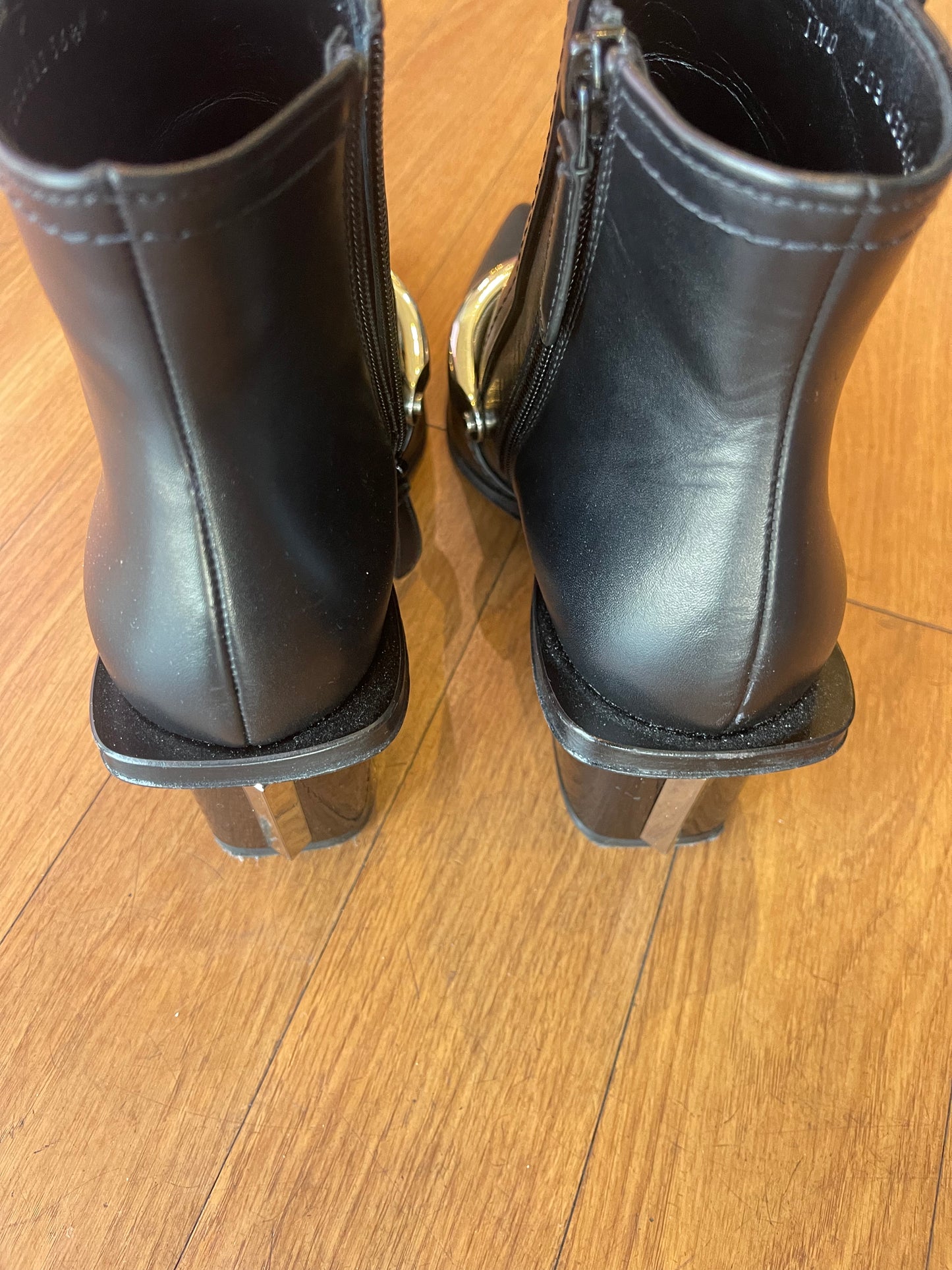 Alexander McQueen Leather Booties with Metal Detail