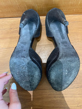 Load image into Gallery viewer, Gucci Black Glitter Peep Toe Platform Pumps

