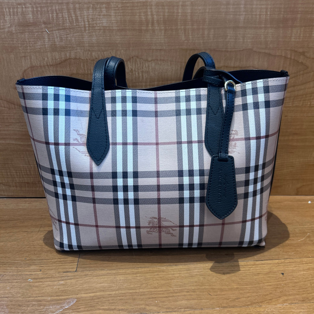 Burberry Medium Reversible Haymarket Tote Bag