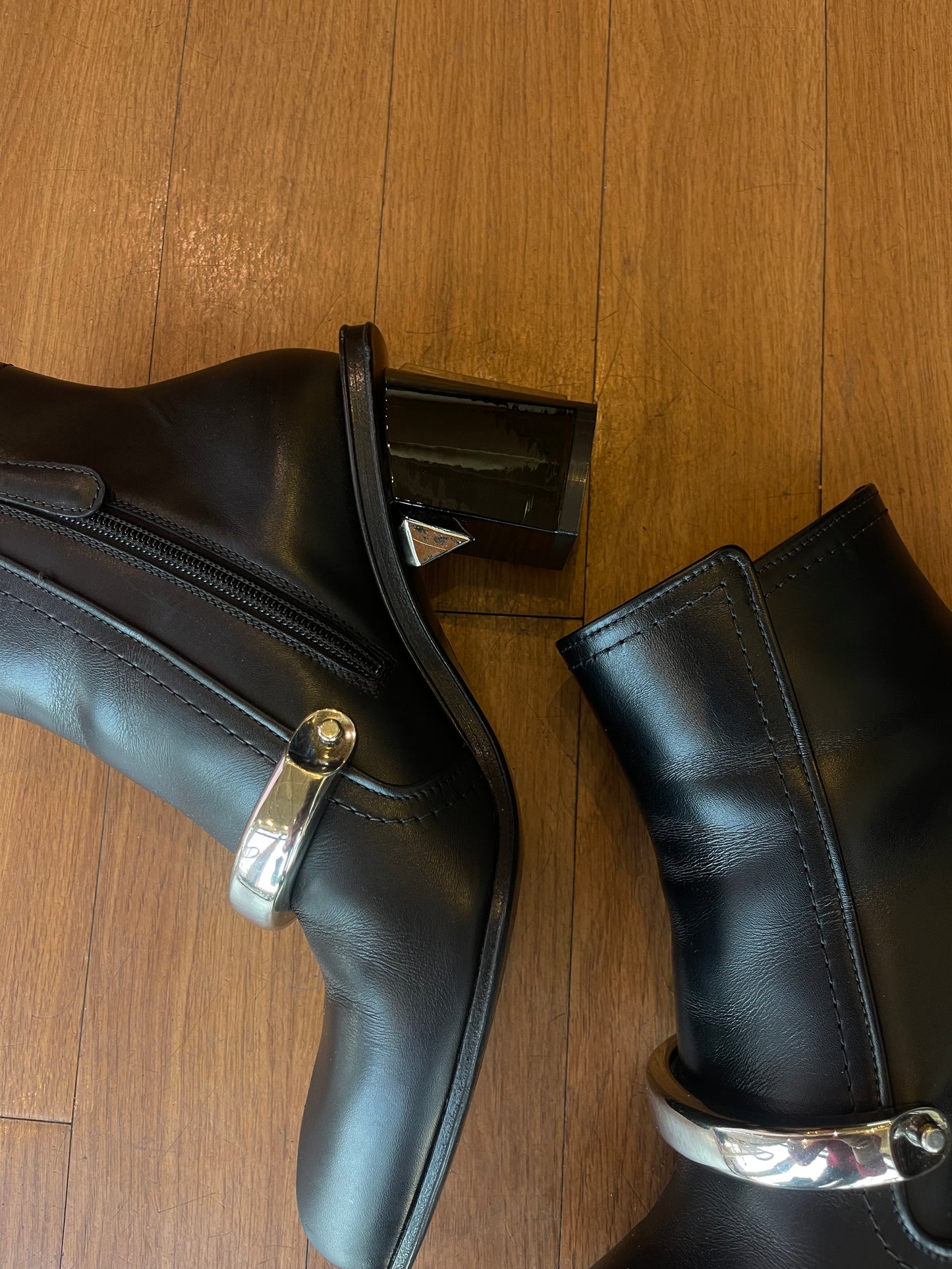 Alexander McQueen Leather Booties with Metal Detail