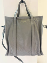 Load image into Gallery viewer, Balenciaga Bazar Grey Cracked Leather Zip Tote
