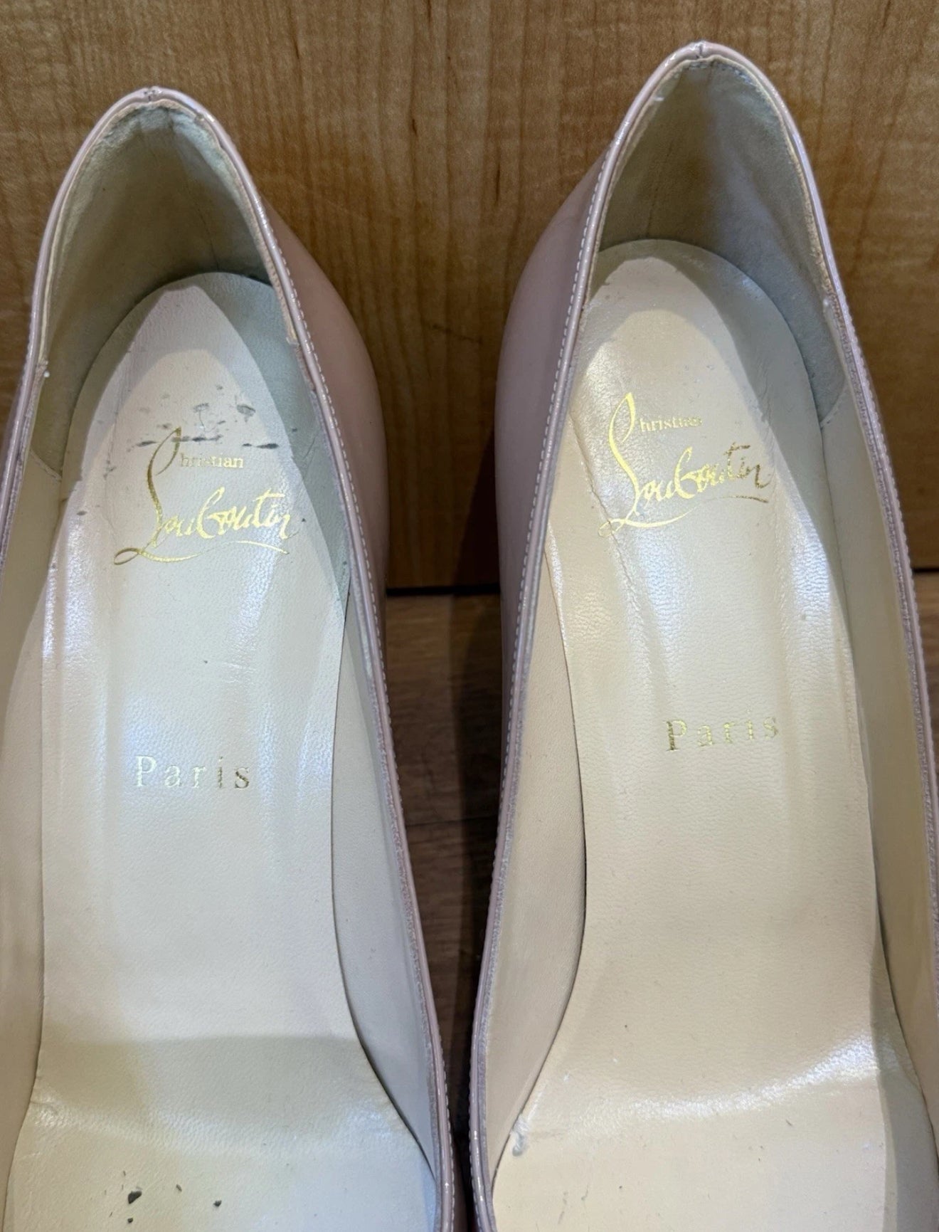 Christian Louboutin Nude Patent Leather Heels Size