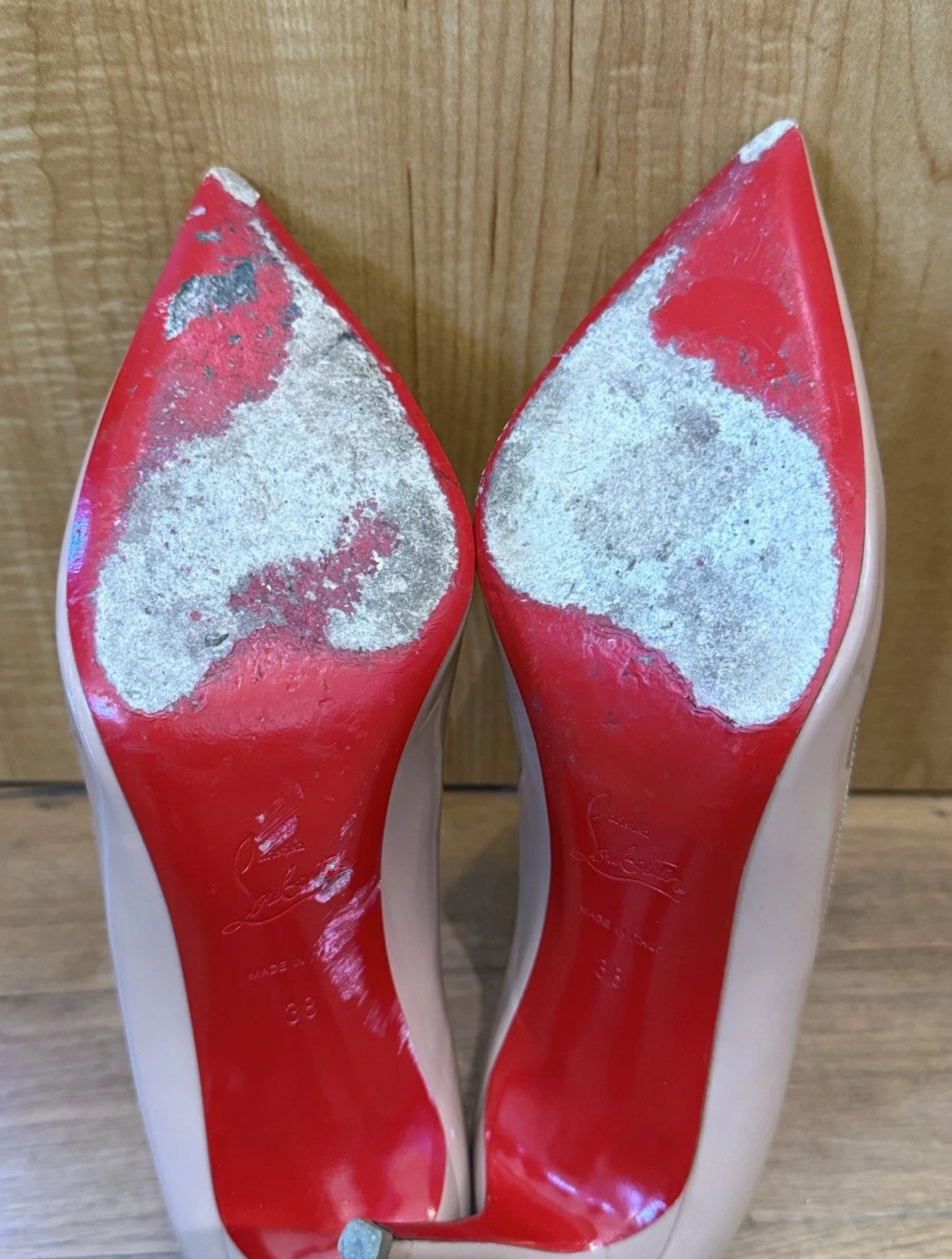 Christian Louboutin Nude Patent Leather Heels Size