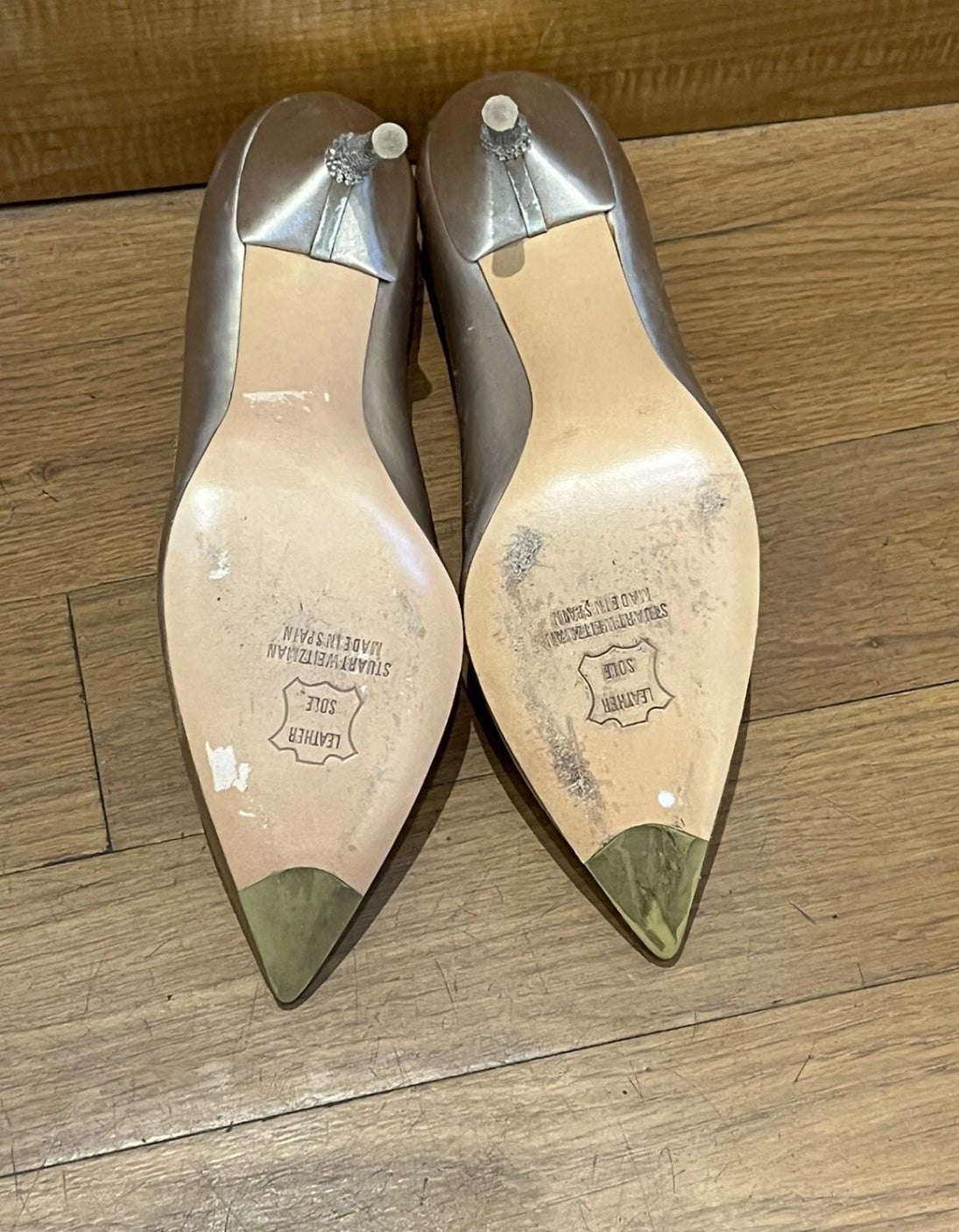Stuart Weitzman Gold Satin Heels