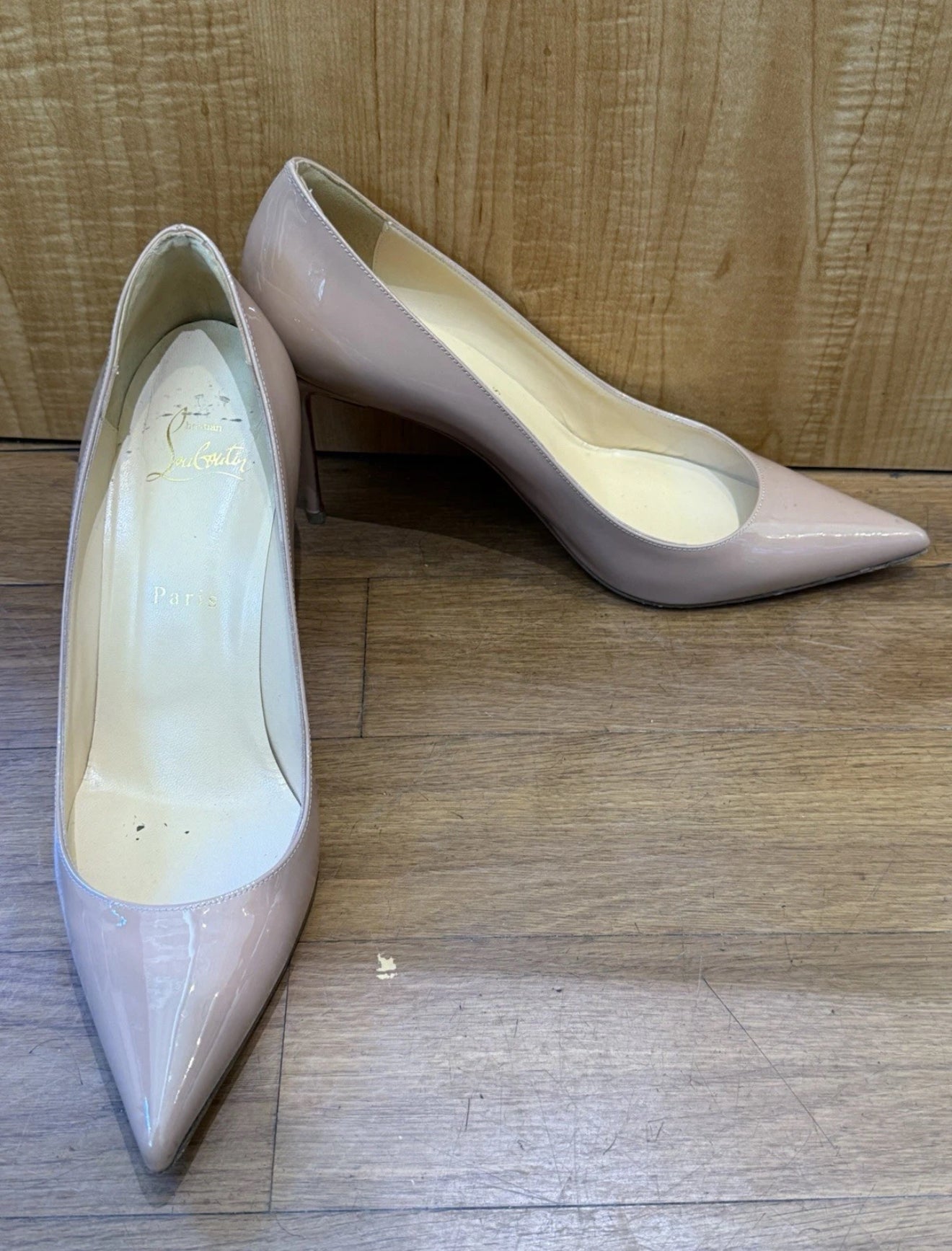 Christian Louboutin Nude Patent Leather Heels Size