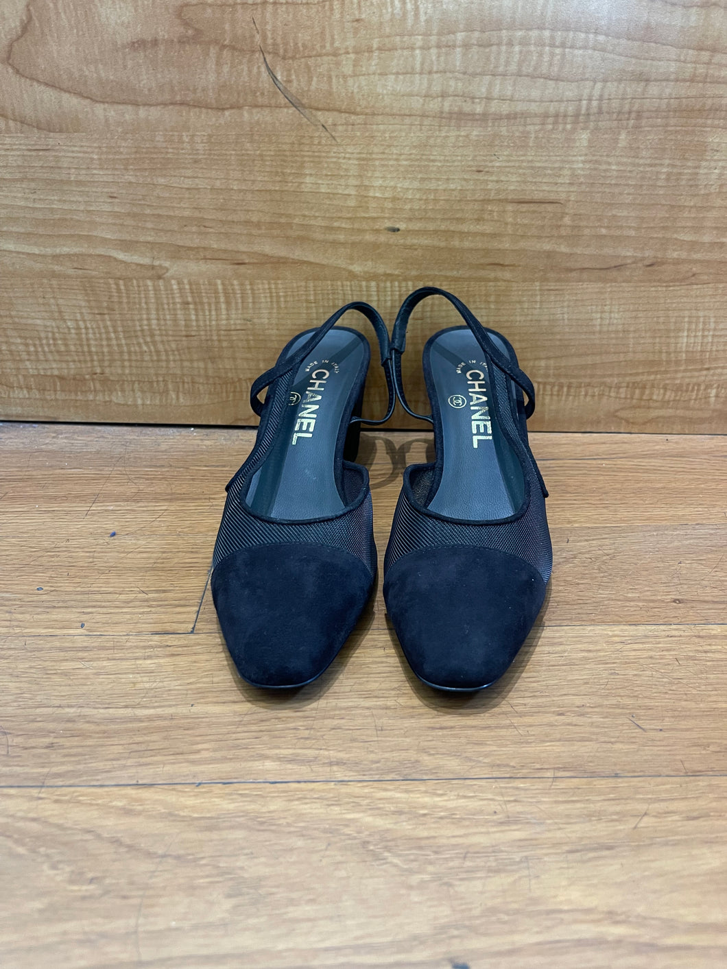 Chanel
Interlocking CC Logo Suede Slingback Pumps