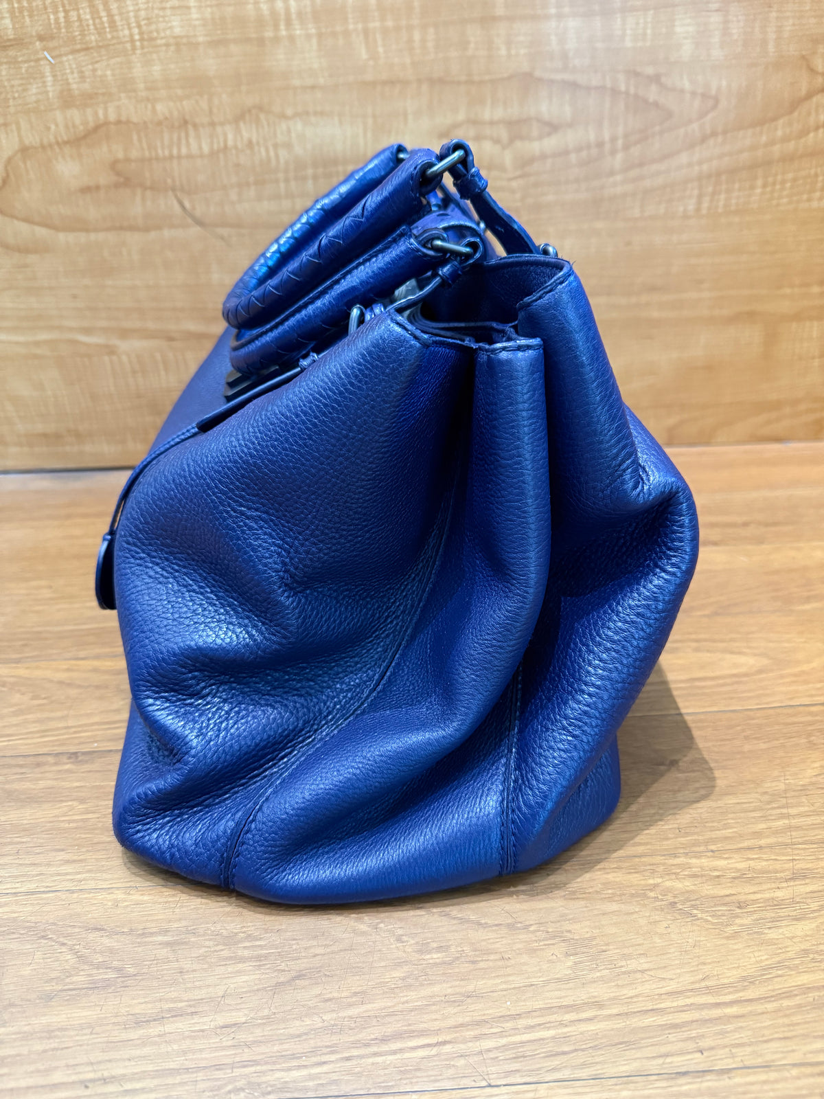Bottega Veneta Blue Cervo Leather Medium Roma Tote
