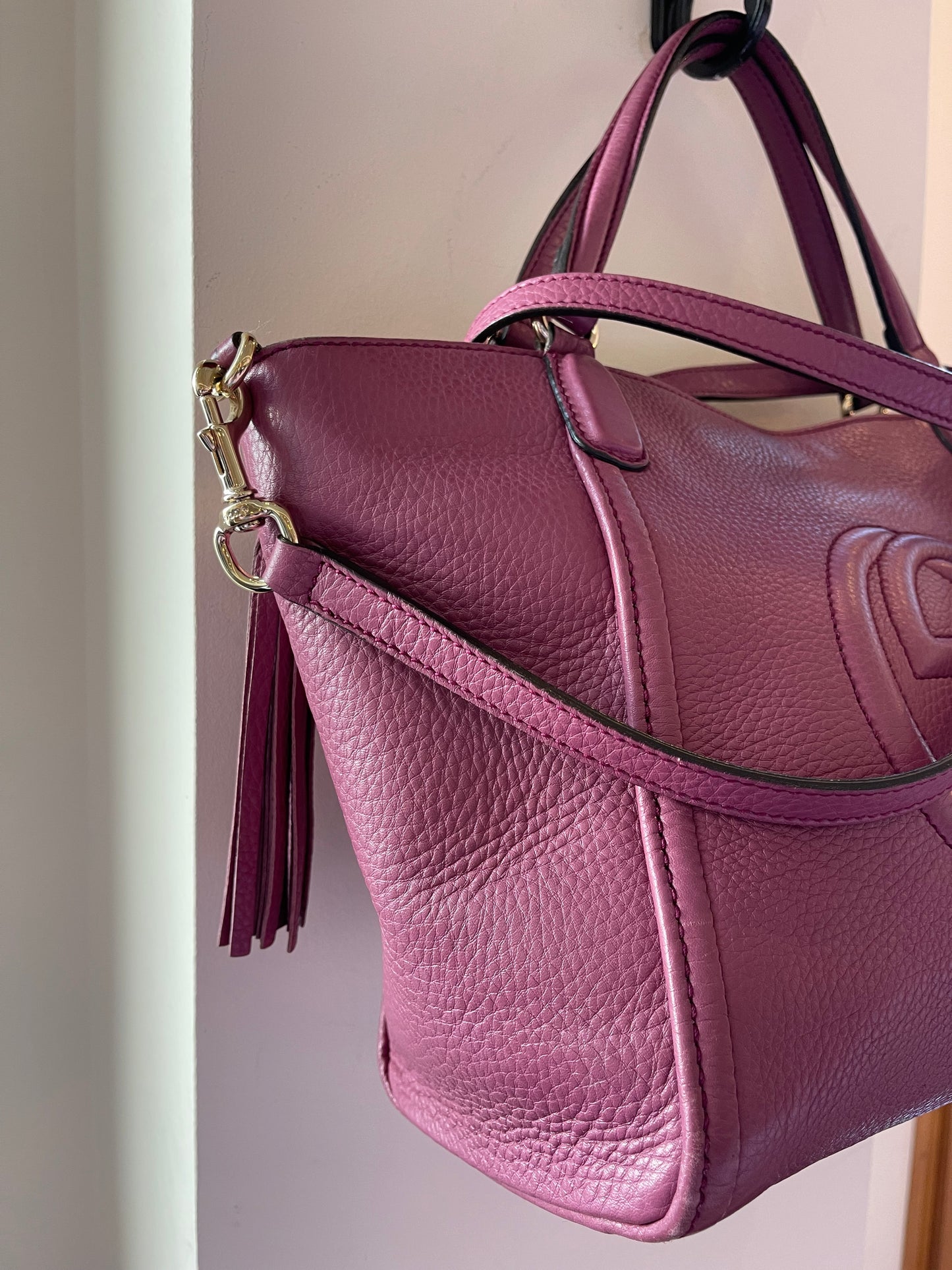 Gucci Pebbled Magenta Tote