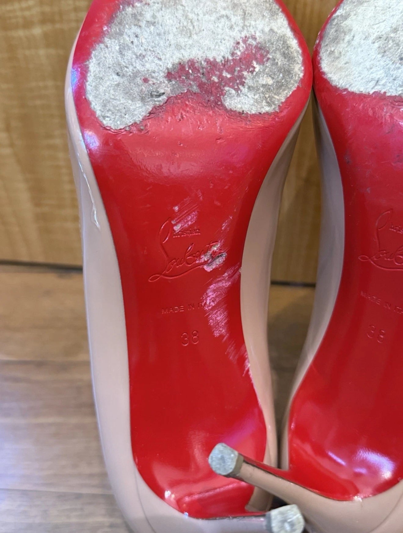 Christian Louboutin Nude Patent Leather Heels Size