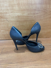 Load image into Gallery viewer, Gucci Black Glitter Peep Toe Platform Pumps
