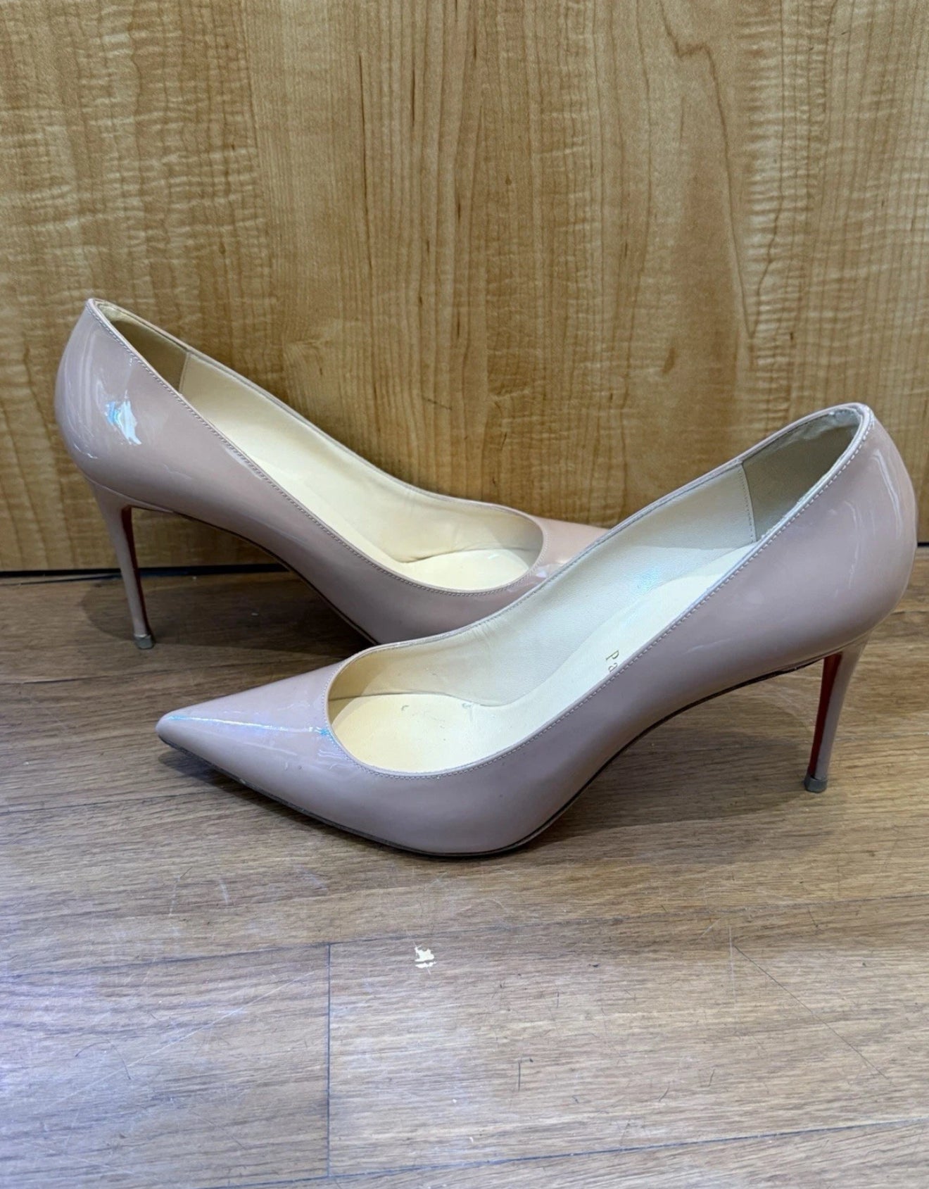 Christian Louboutin Nude Patent Leather Heels Size