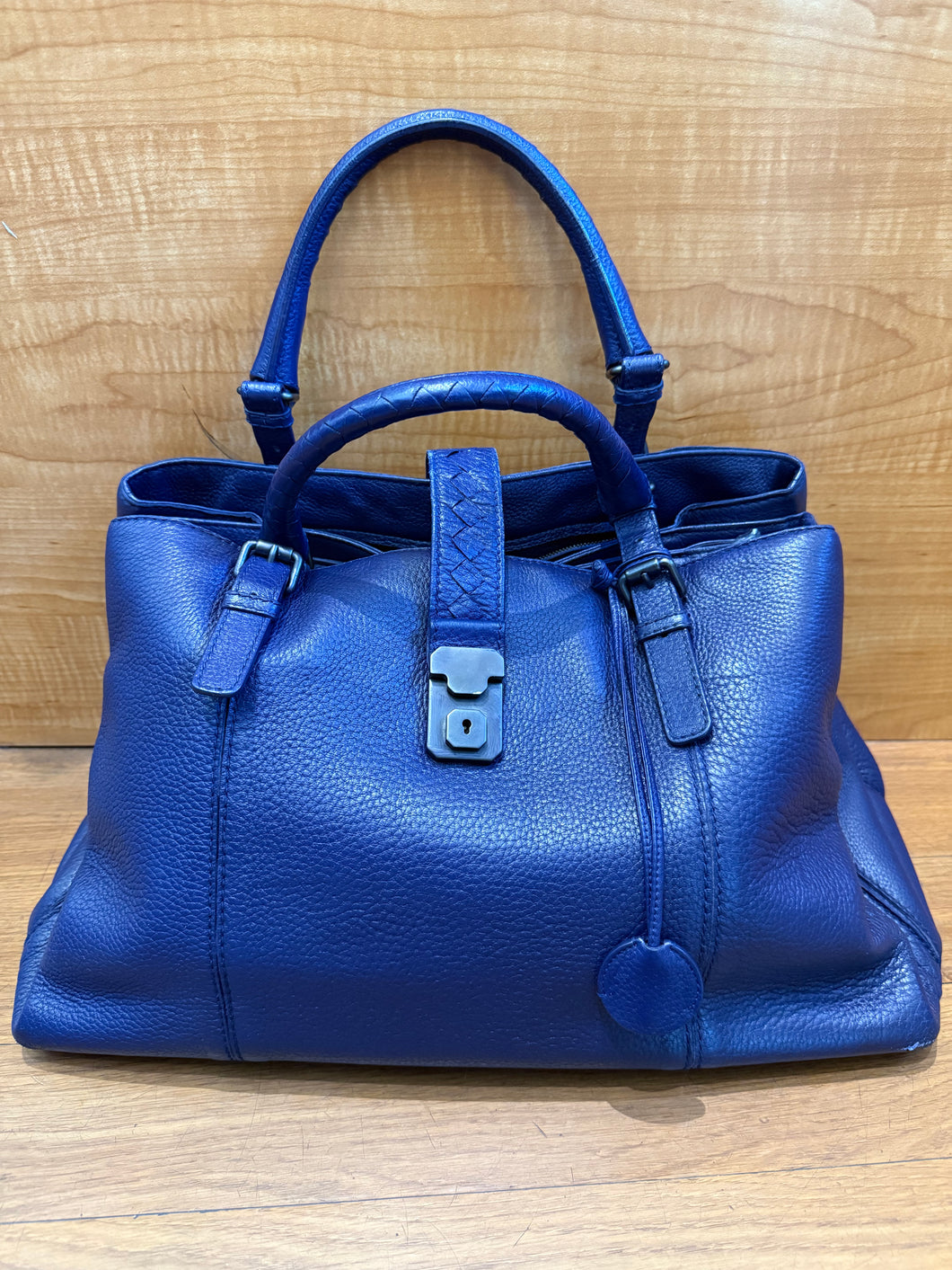 Bottega Veneta Blue Cervo Leather Medium Roma Tote