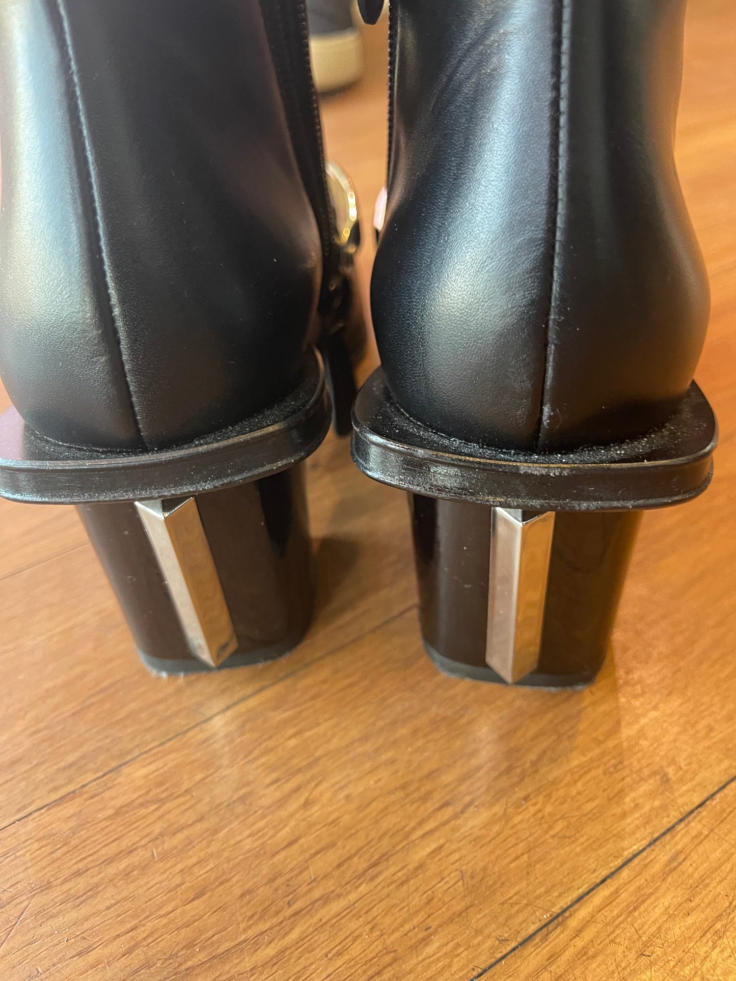 Alexander McQueen Leather Booties with Metal Detail