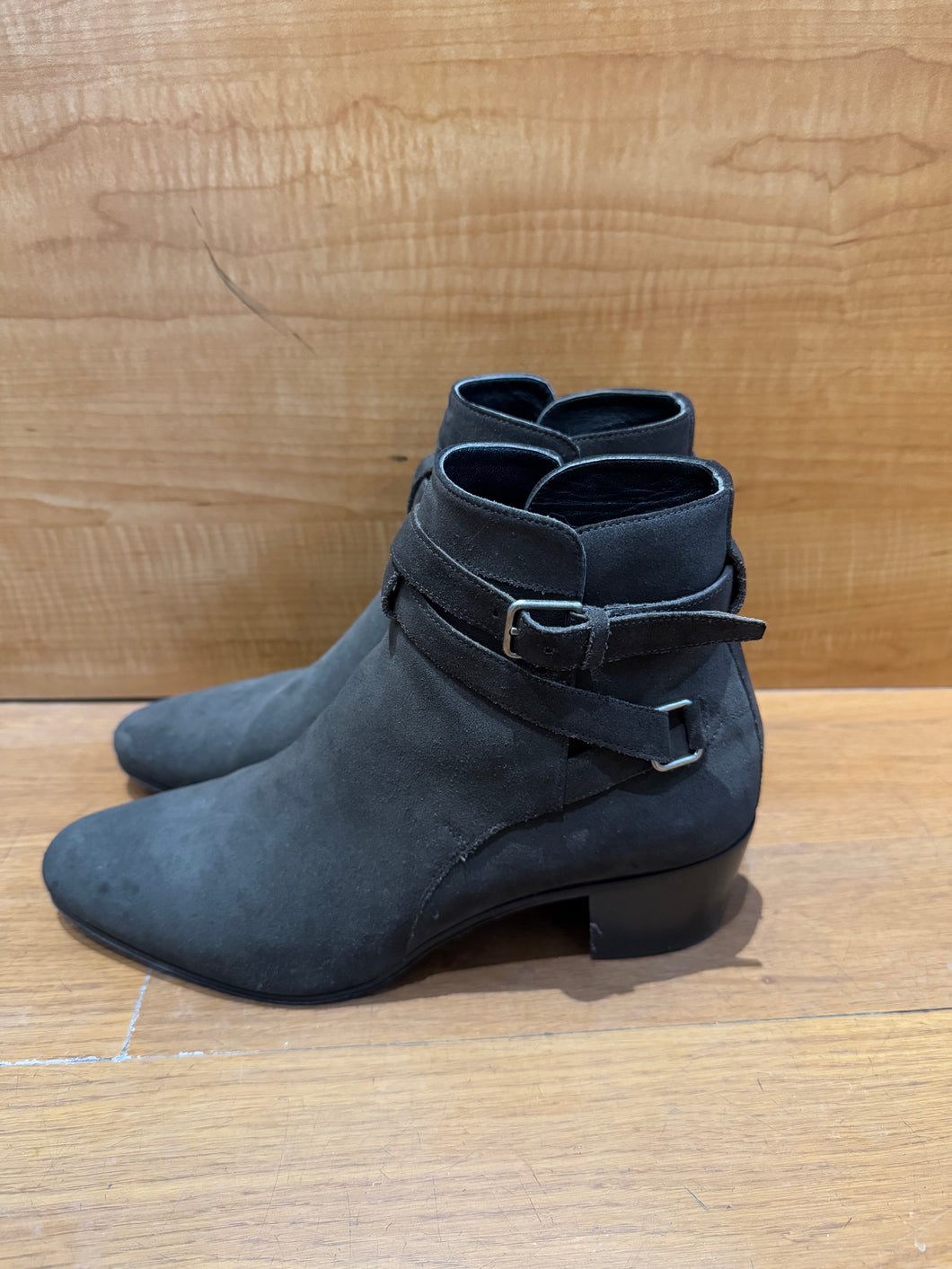 YSL Saint Laurent Suede Buckle Bootie Size EU 37.5