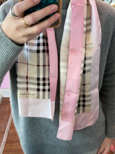 Load image into Gallery viewer, Burberry Silk Scarf Pink Detail

