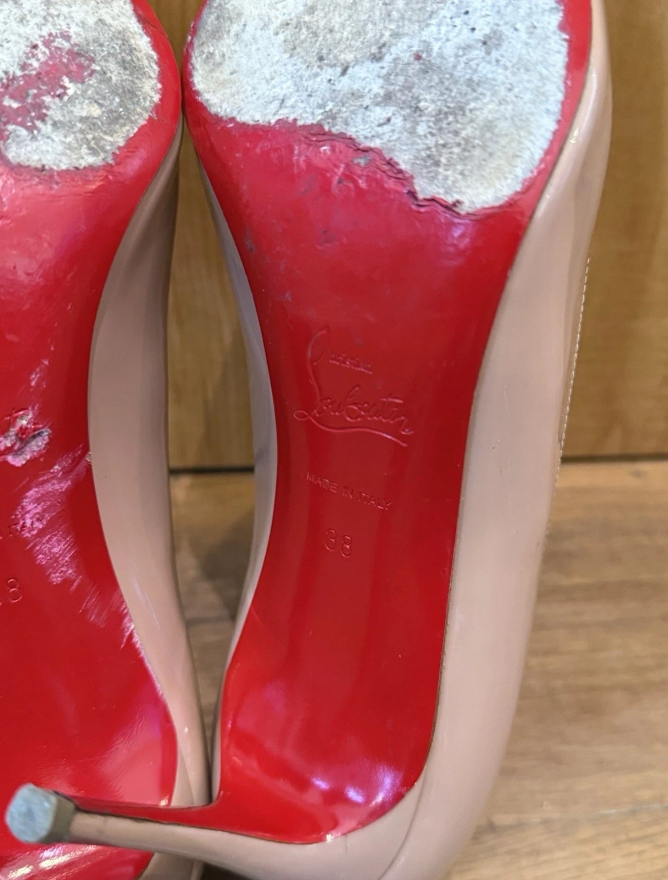 Christian Louboutin Nude Patent Leather Heels Size