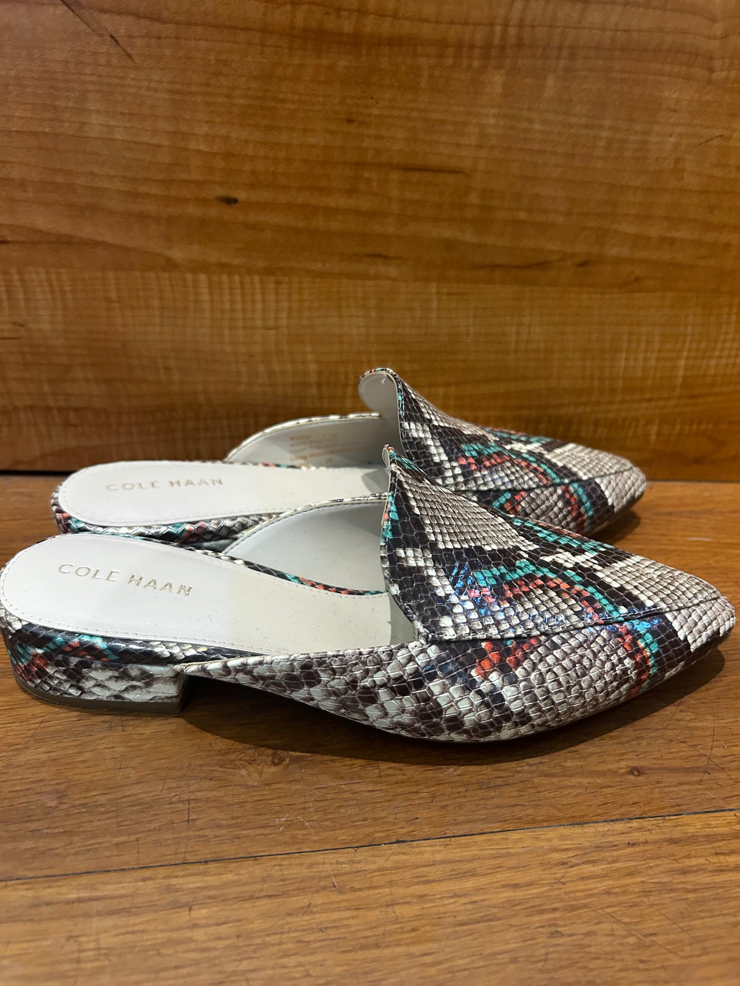 Cole Haan Snake Skin Print Mules