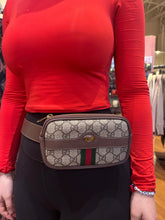 Load image into Gallery viewer, GUCCI Beige Ebony GG Supreme Canvas Small Ophidia Belt Bag
