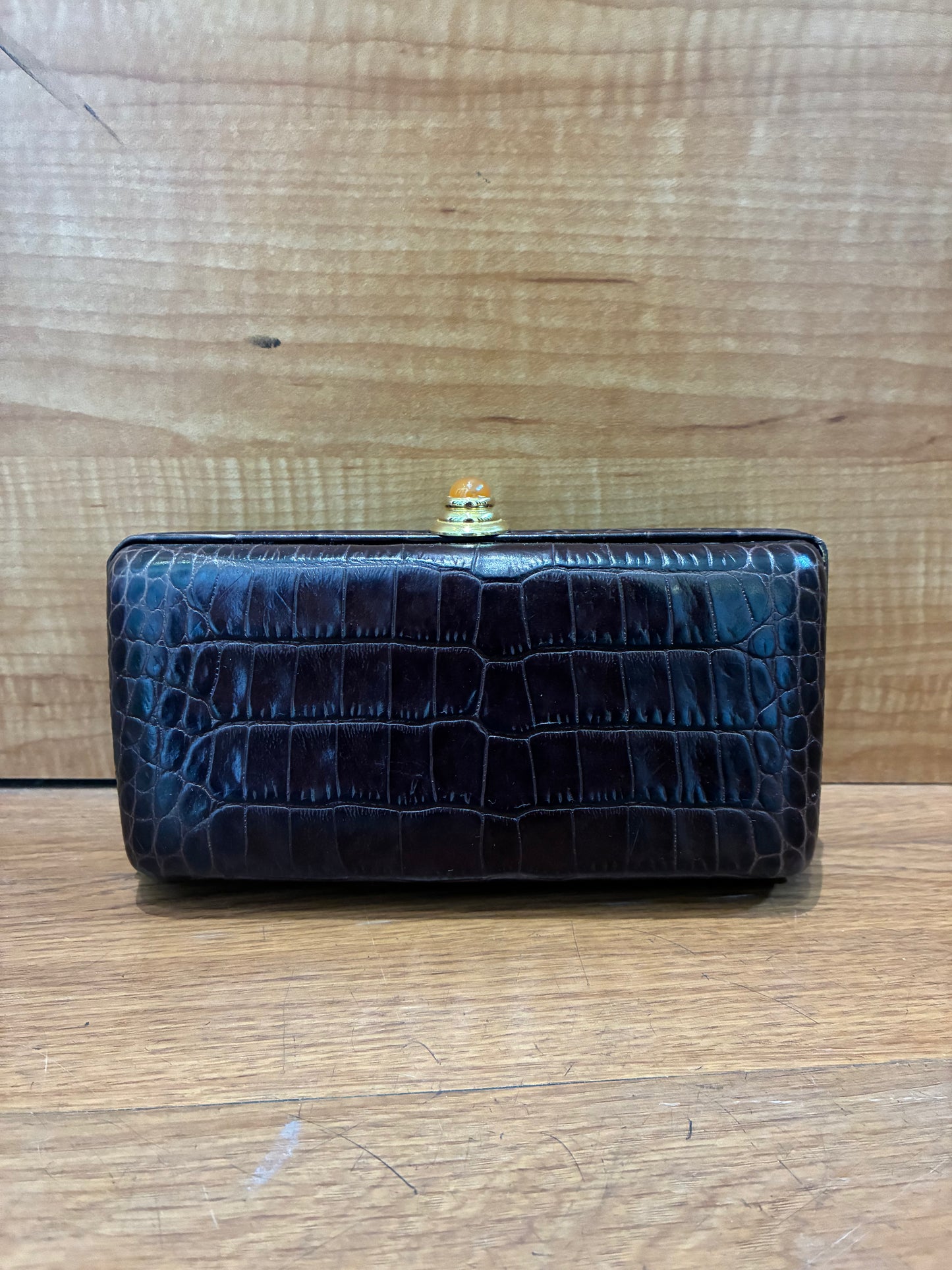 Oscar De La Renta Crocodile Box Clutch