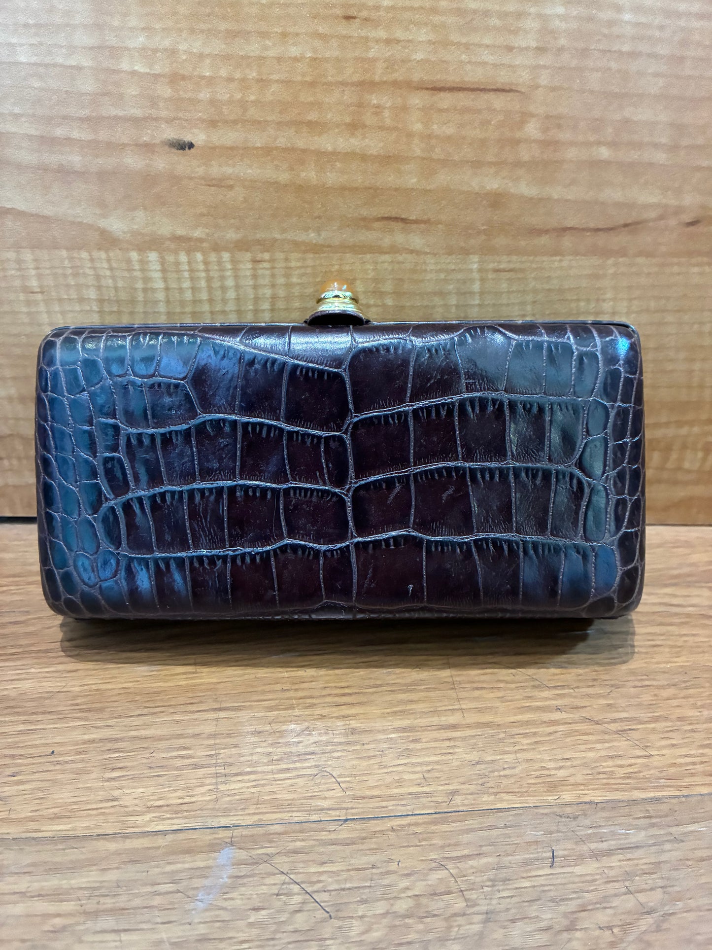 Oscar De La Renta Crocodile Box Clutch