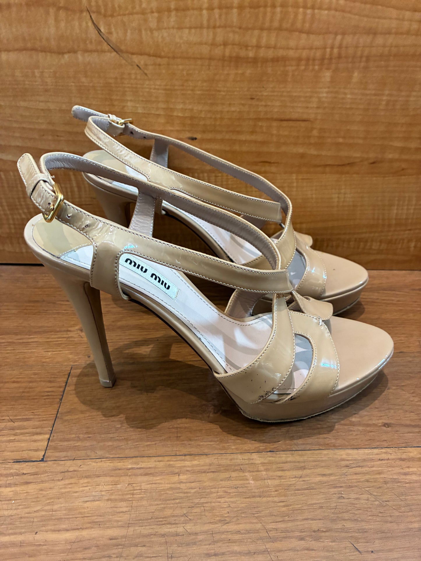 Miu Miu Patent Leather Slingback Sandals
