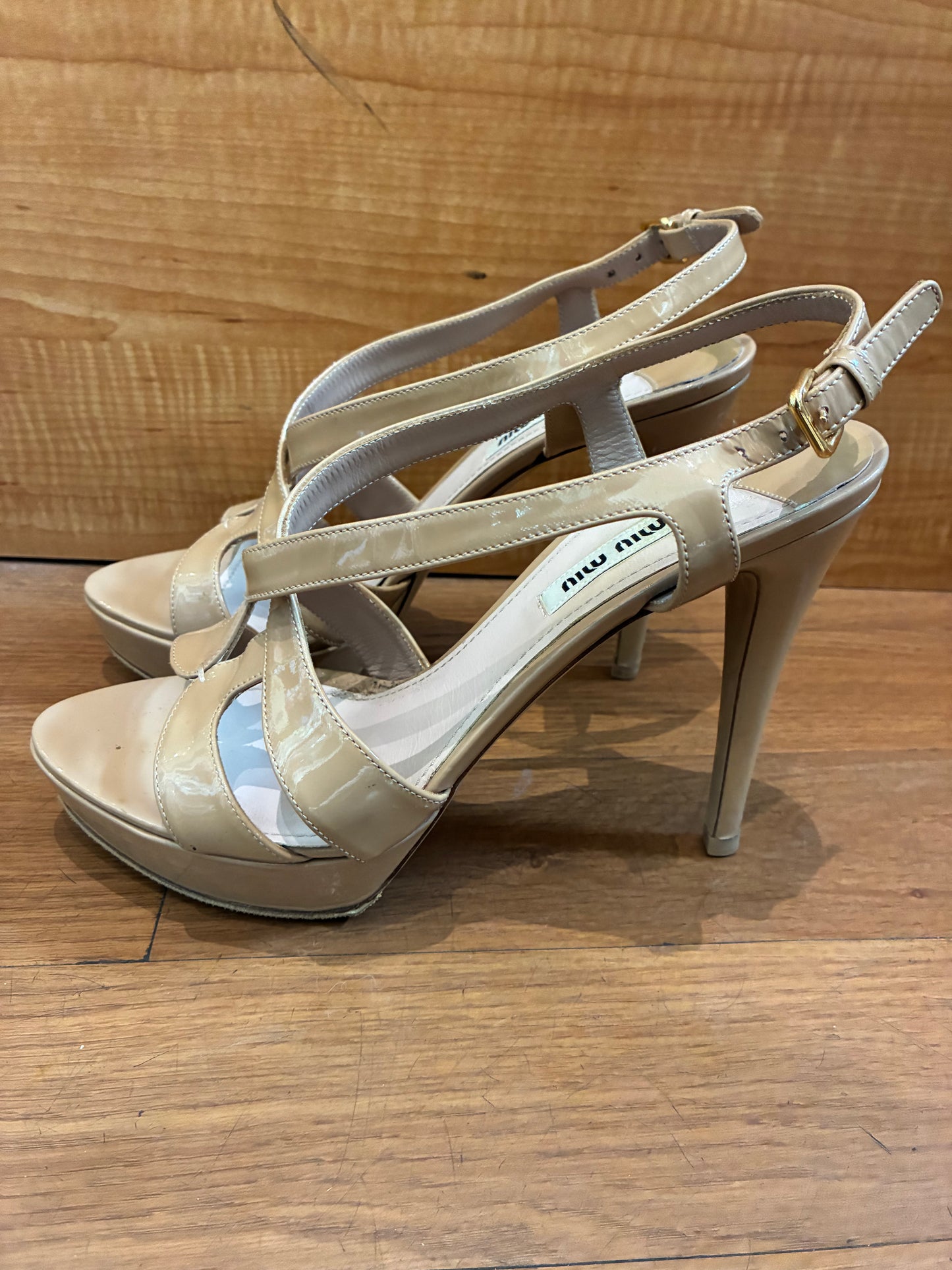 Miu Miu Patent Leather Slingback Sandals