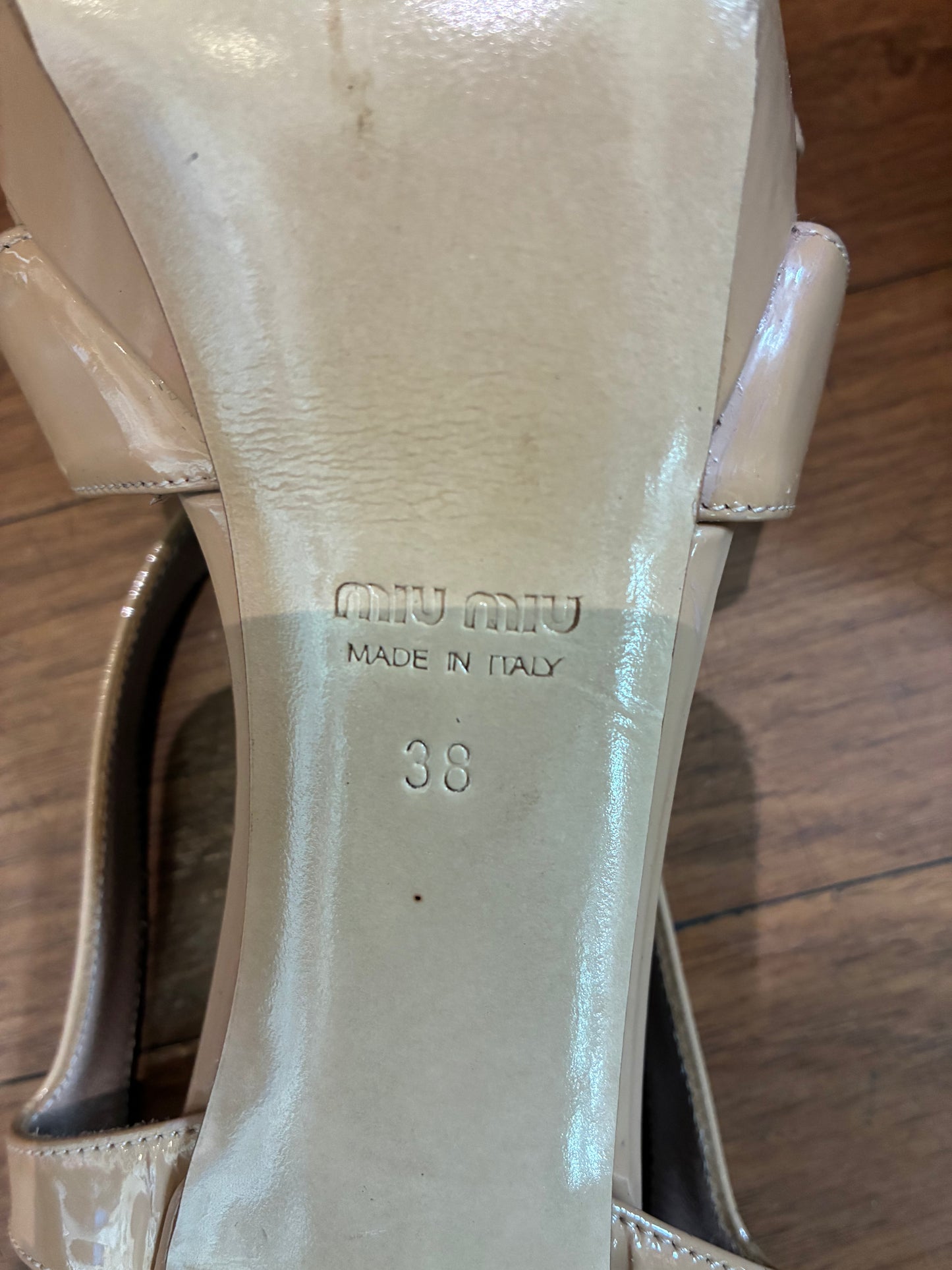 Miu Miu Patent Leather Slingback Sandals