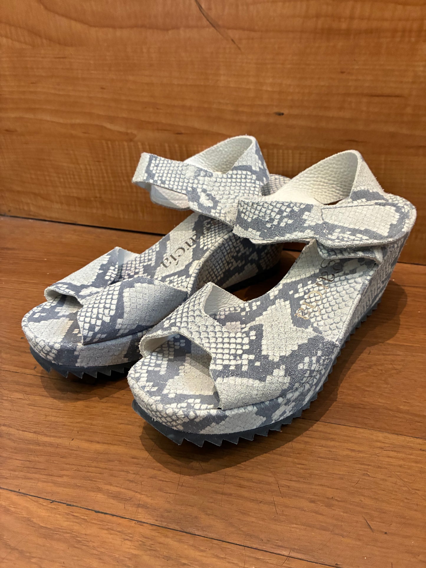 Pedro Garcia Snake-Print Wedge Heel
