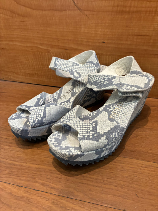 Pedro Garcia Snake-Print Wedge Heel