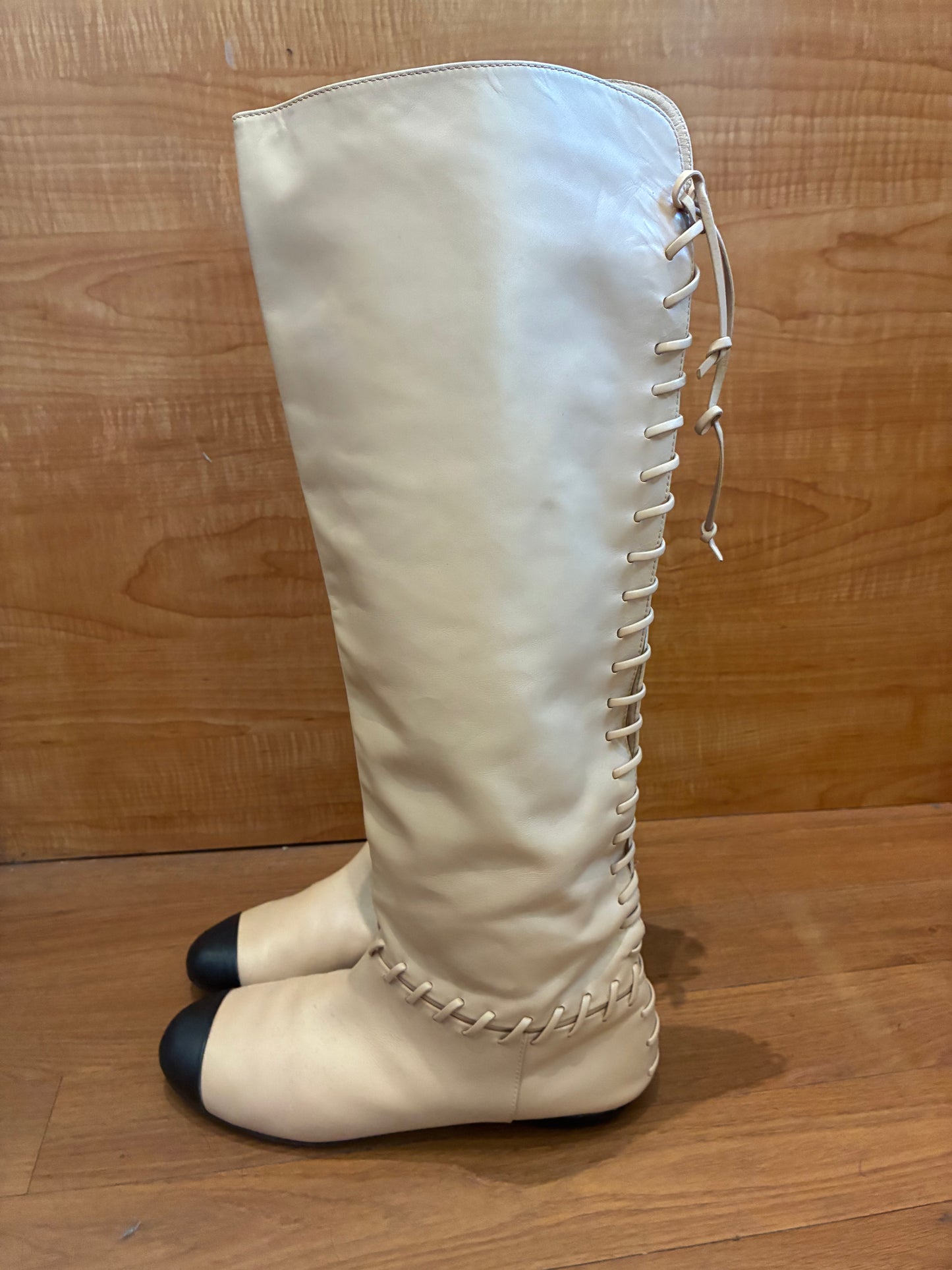 Chanel Lace-Up Riding Boots