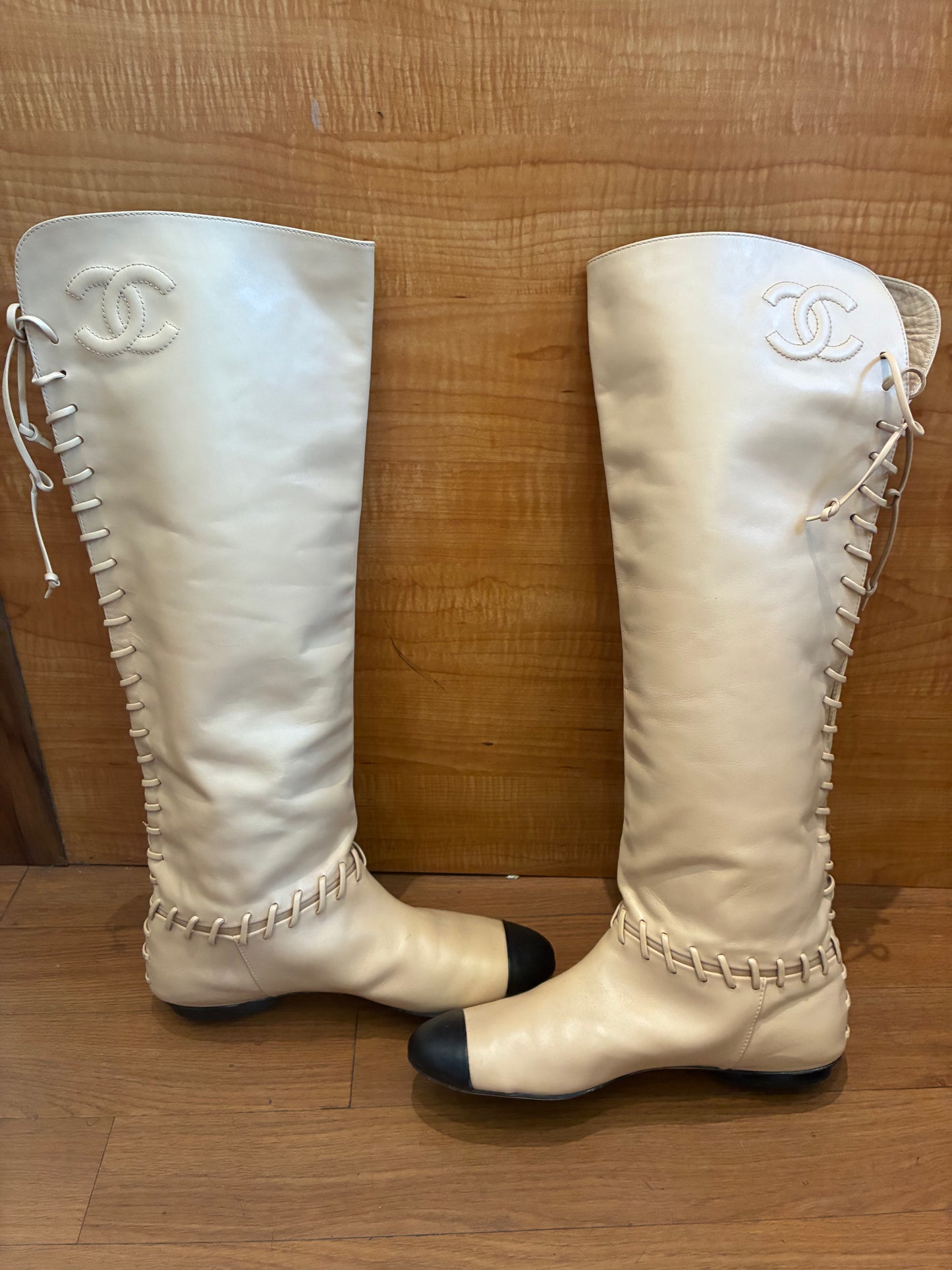 Chanel Lace-Up Riding Boots