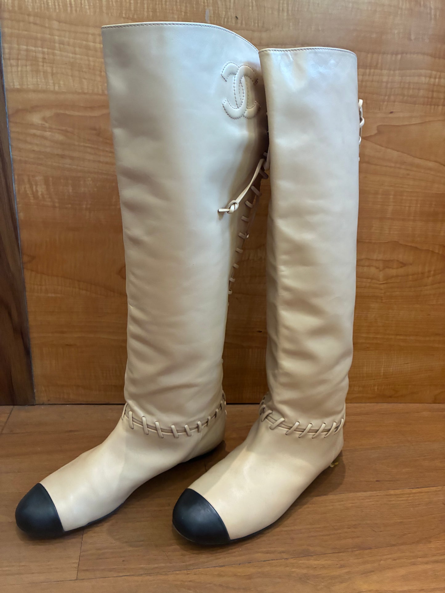 Chanel Lace-Up Riding Boots